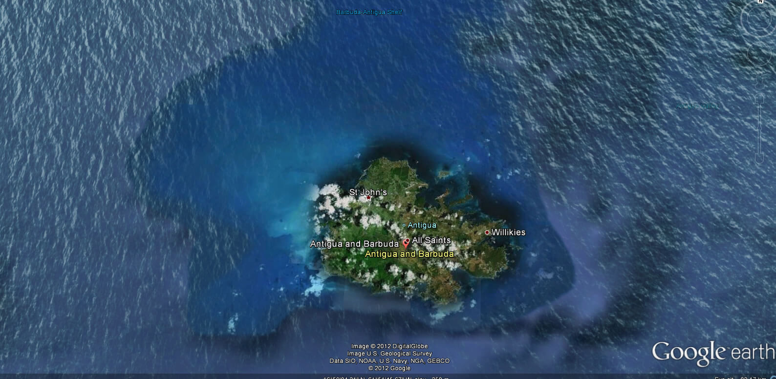 Antigua und Barbuda erde karte
